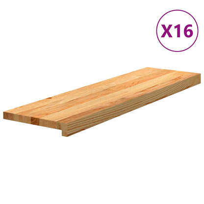 vidaXL Stair Treads 16 pcs Light Brown 90x25x2 cm Solid Wood Oak 1