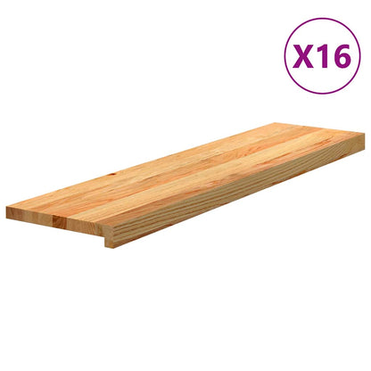 vidaXL Stair Treads 16 pcs Light Brown 100x25x2 cm Solid Wood Oak 1