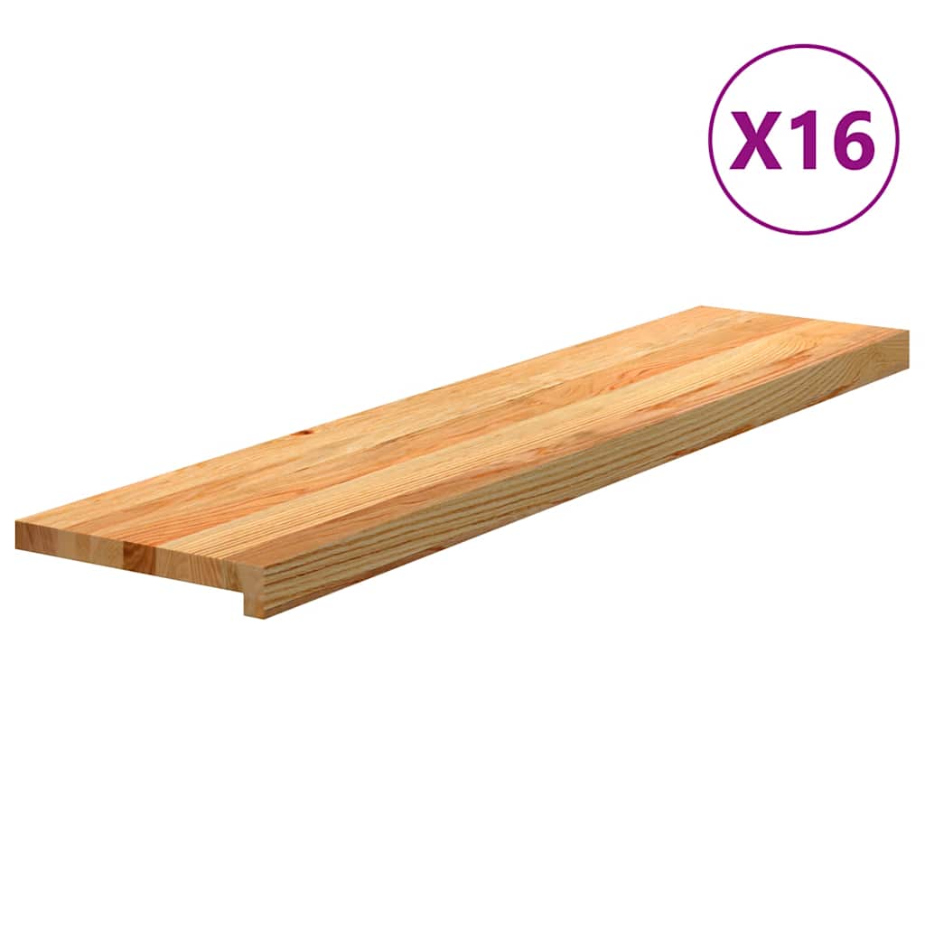 vidaXL Stair Treads 16 pcs Light Brown 110x25x2 cm Solid Wood Oak 1