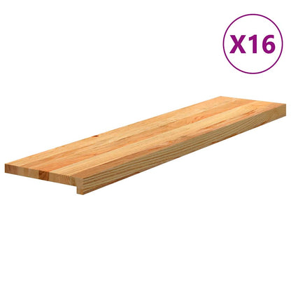 vidaXL Stair Treads 16 pcs Light Brown 110x25x2 cm Solid Wood Oak 1