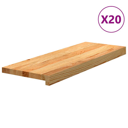 vidaXL Stair Treads 20 pcs Light Brown 70x30x2 cm Solid Wood Oak 2