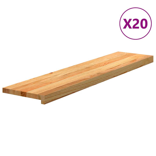 vidaXL Stair Treads 20 pcs Light Brown 110x30x2 cm Solid Wood Oak 2