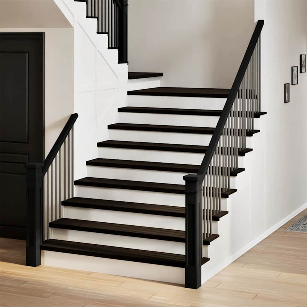 vidaXL Stair Treads 12 pcs Brown Black 110x25x2 cm Solid Wood Oak
