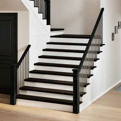 vidaXL Stair Treads 12 pcs Brown Black 110x25x2 cm Solid Wood Oak 1