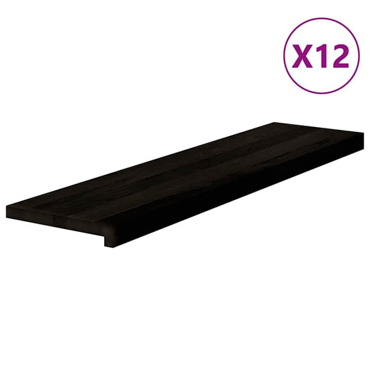 vidaXL Stair Treads 12 pcs Brown Black 100x30x2 cm Solid Wood Oak 2