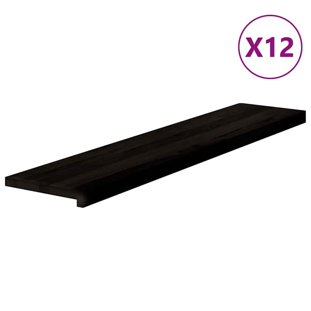 vidaXL Stair Treads 12 pcs Dark Brown 120x30x2 cm Solid Wood Oak 2