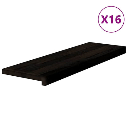 vidaXL Stair Treads 16 pcs Brown Black 80x30x2 cm Solid Wood Oak 2