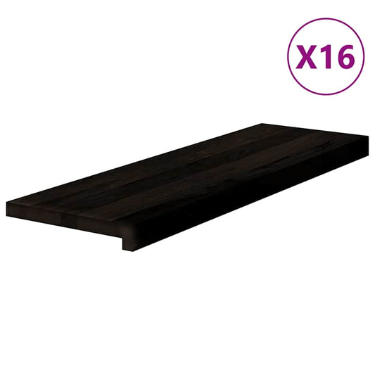 vidaXL Stair Treads 16 pcs Brown Black 80x30x2 cm Solid Wood Oak 2