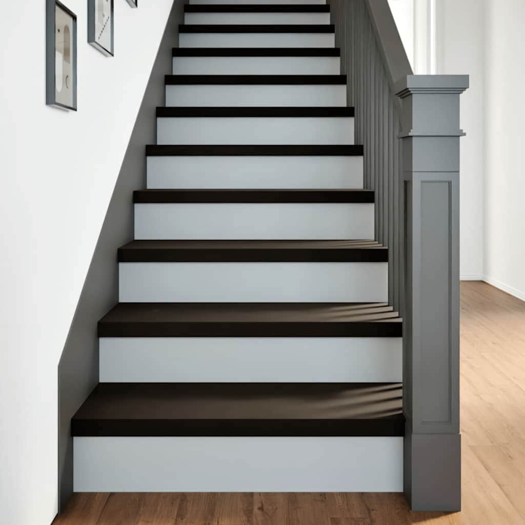vidaXL Stair Treads 16 pcs Brown Black 80x30x2 cm Solid Wood Oak 1