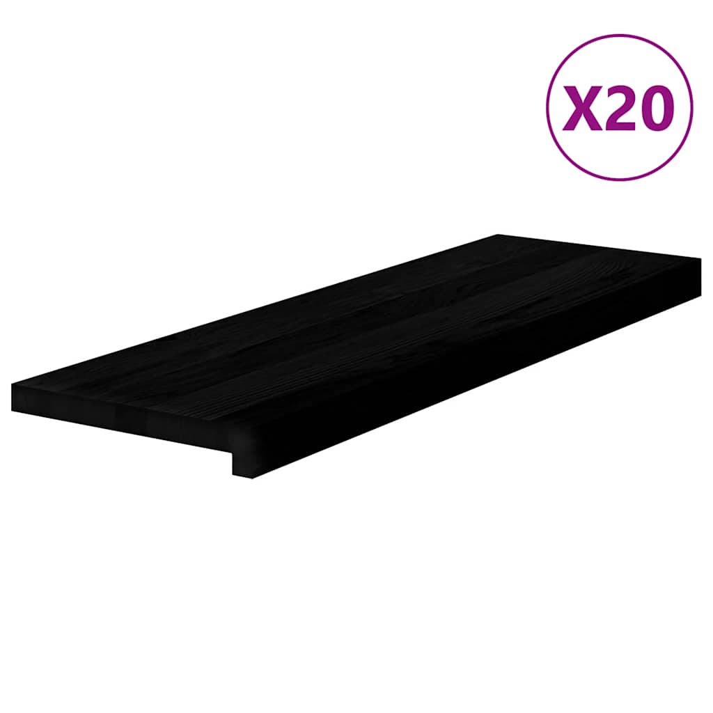 vidaXL Stair Treads 20 pcs Brown Black 80x25x2 cm Solid Wood Oak 2