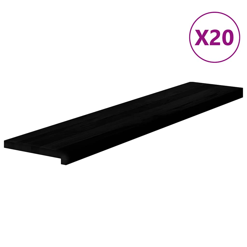 vidaXL Stair Treads 20 pcs Brown Black 120x30x2 cm Solid Wood Oak 2