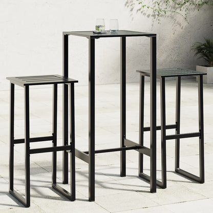 5 Piece Garden Bar Set Black Powder-coated Steel 50 cm 50 cm 2