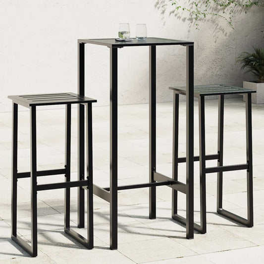 5 Piece Garden Bar Set Black Powder-coated Steel 50 cm 50 cm 2