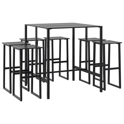 vidaXL 7 Piece Garden Bar Set Black Powder-coated Steel 2