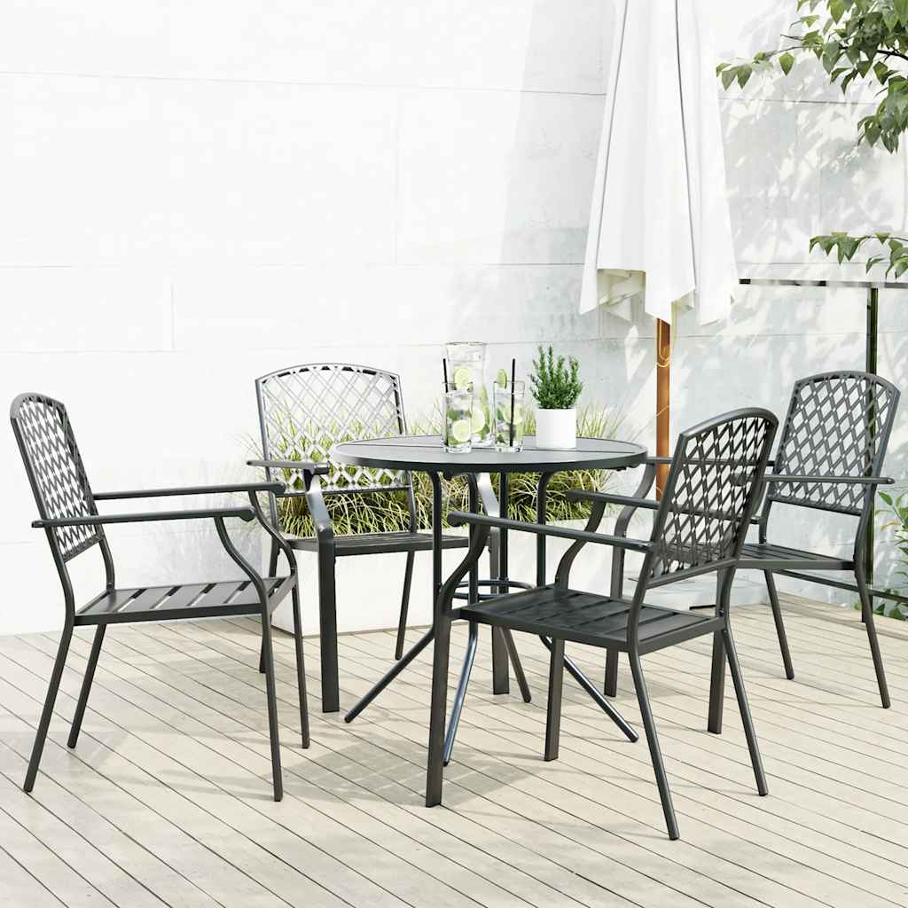 Stackable Garden Chair Set 5 pcs Anthracite Powder-coated Steel 80 x 72.5 cm 4