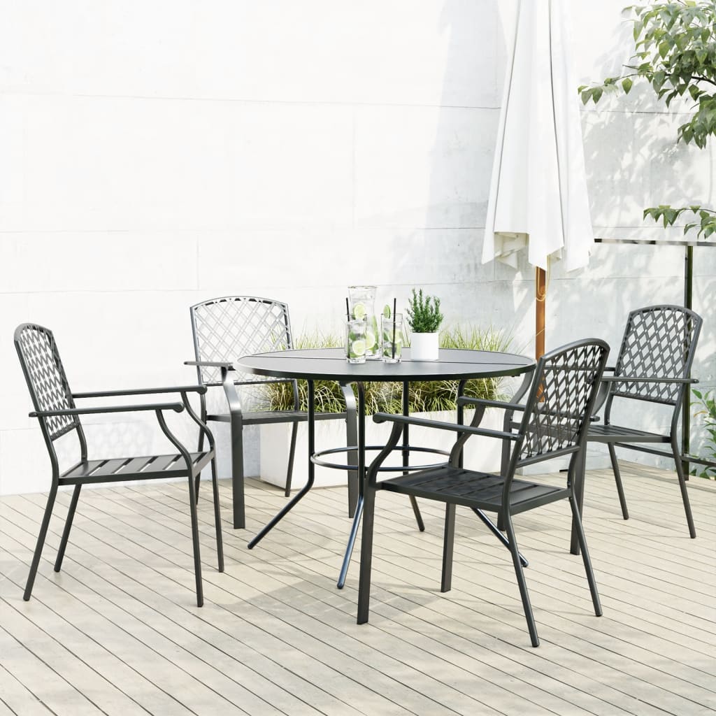 Stackable Garden Chair Set 5 pcs Anthracite Powder-coated Steel 110 x 72.5 cm 4