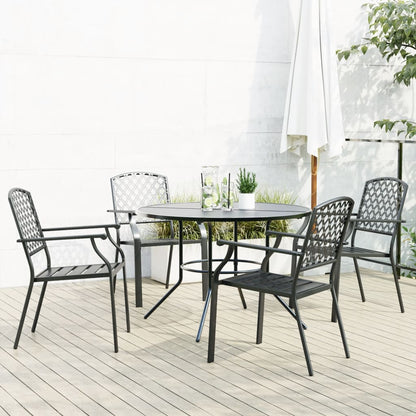 Stackable Garden Chair Set 5 pcs Anthracite Powder-coated Steel 110 x 72.5 cm 4