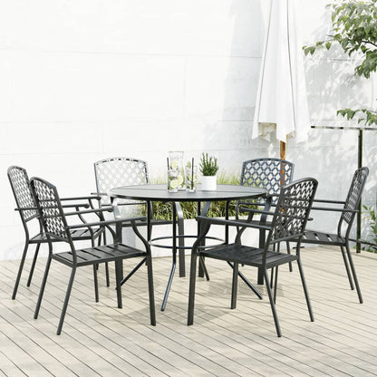 vidaXL Stackable Garden Chair Set 7 pcs Anthracite Powder-coated Steel 1
