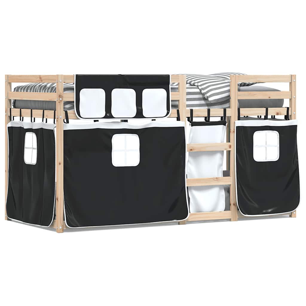 Bunk Bed without Mattress Solid Wood Pine Black 90 cm