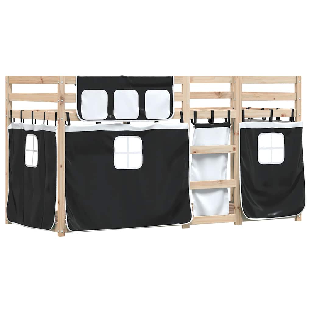 Bunk Bed without Mattress Solid Wood Pine Black 90 cm