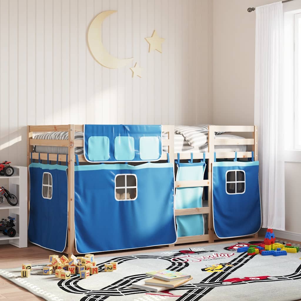 Bunk Bed without Mattress Solid Wood Pine Blue 90 cm