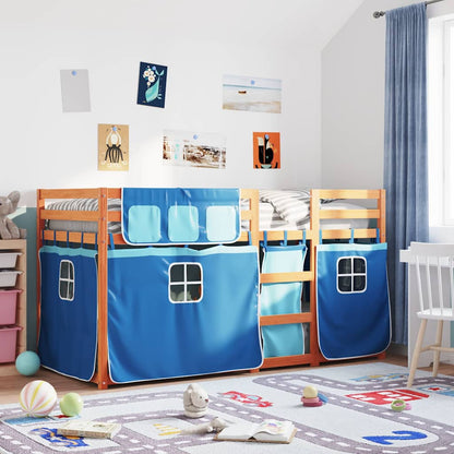 Bunk Bed without Mattress Solid Wood Pine Light brown and blue 80 cm
