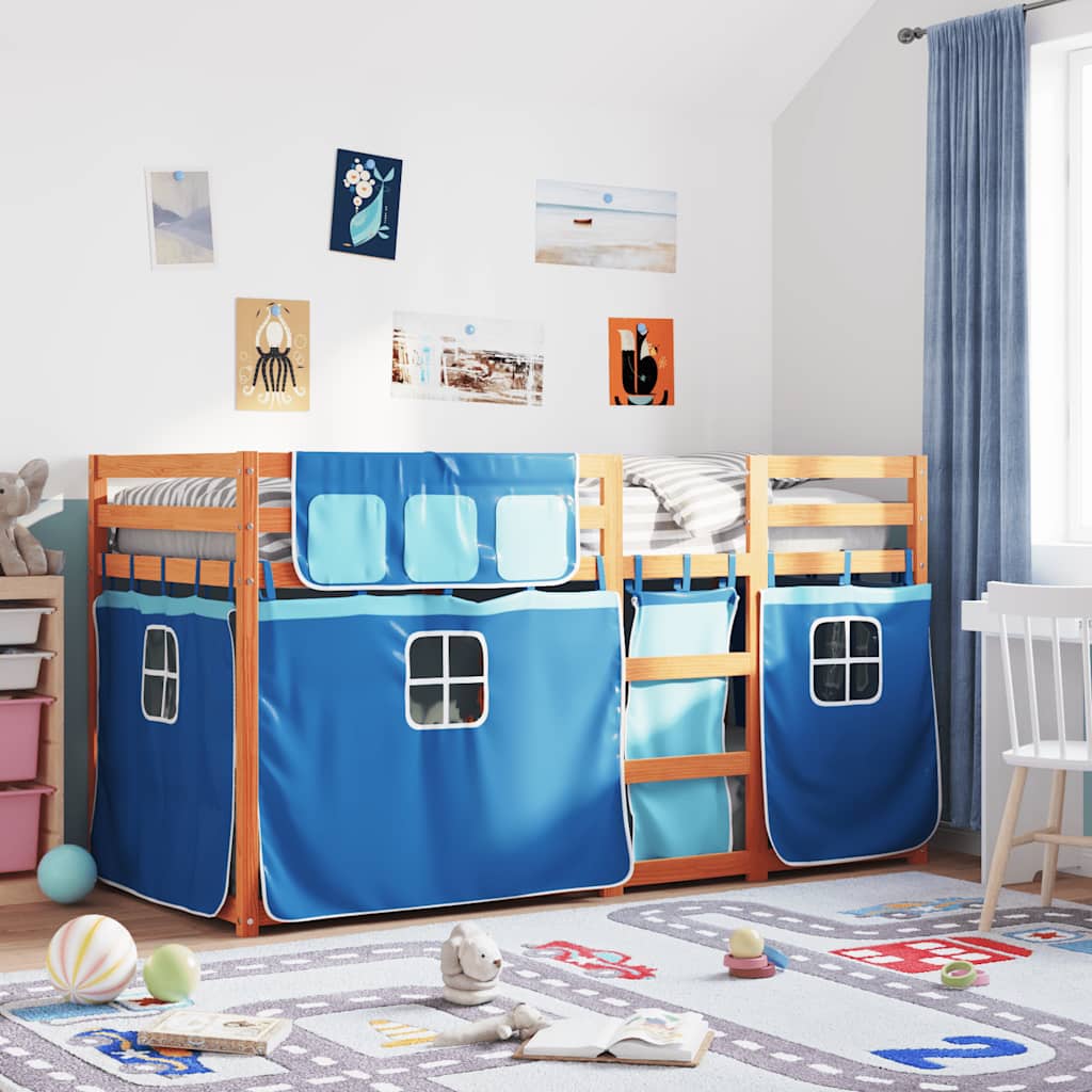 Bunk Bed without Mattress Solid Wood Pine Brown and blue 90 x 200 cm