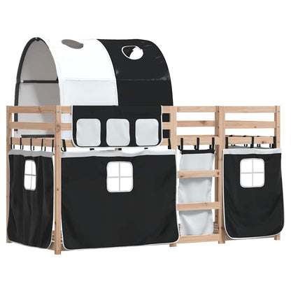 Bunk Bed without Mattress Solid Wood Pine Black 90 cm