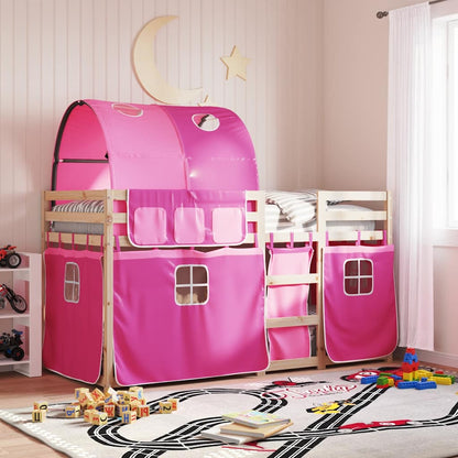 Bunk Bed without Mattress Solid Wood Pine Pink 90 cm