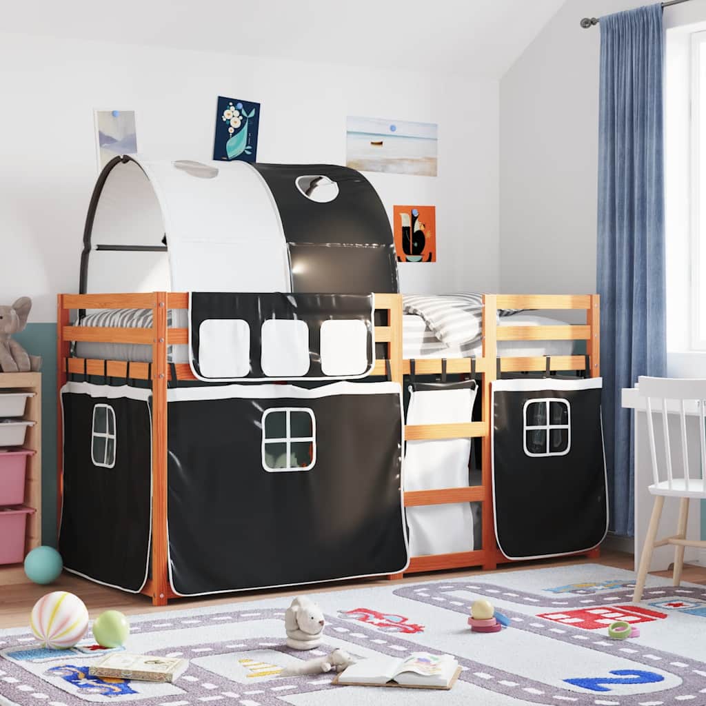Bunk Bed without Mattress Solid Wood Pine Brown and black 90 x 190 cm