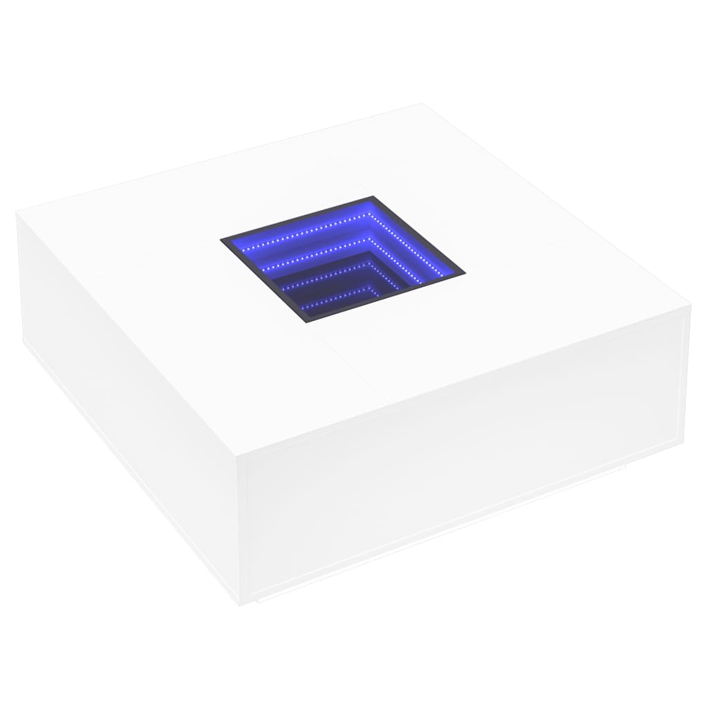 Coffee Table with LED Engineered Wood White 100 cm 100 cm