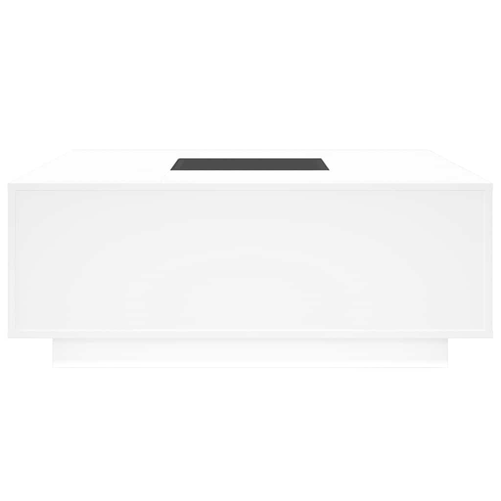 Coffee Table with LED Engineered Wood White 100 cm 100 cm
