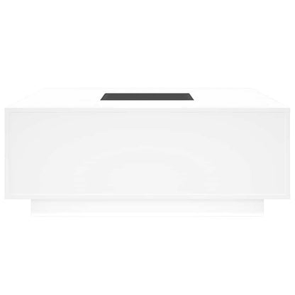 Coffee Table with LED Engineered Wood White 100 cm 100 cm