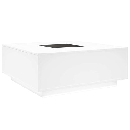 Coffee Table with LED Engineered Wood White 100 cm 100 cm