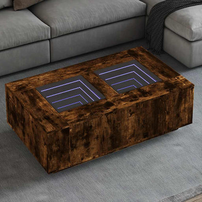 Coffee Table with LED Engineered Wood Smoked oak 116 cm 69 cm