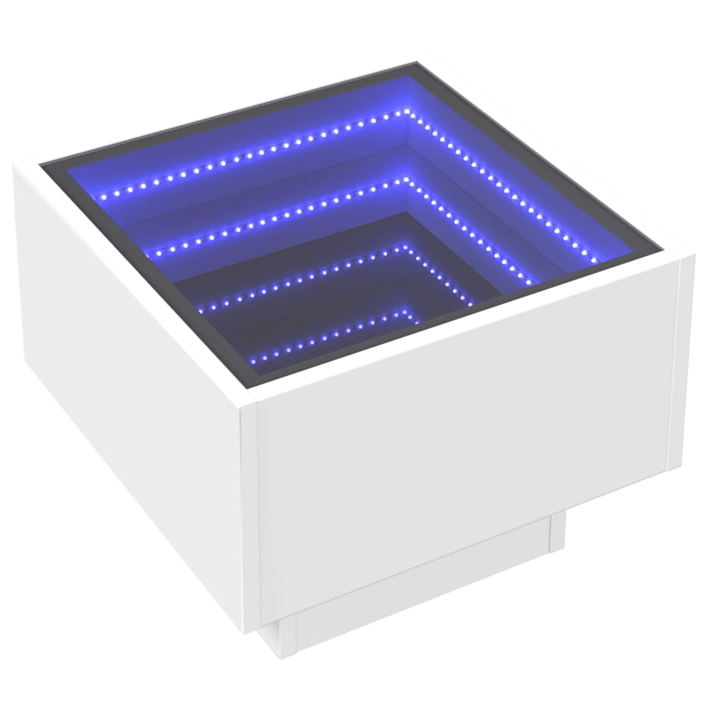 Bedside Table with Infinity LED 40x40x30 cm White