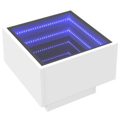 Bedside Table with Infinity LED 40x40x30 cm White