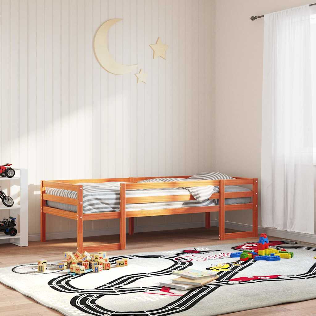 Kids' Bed Frame without Mattress Solid Wood Pine Wax brown 80 cm 200 cm