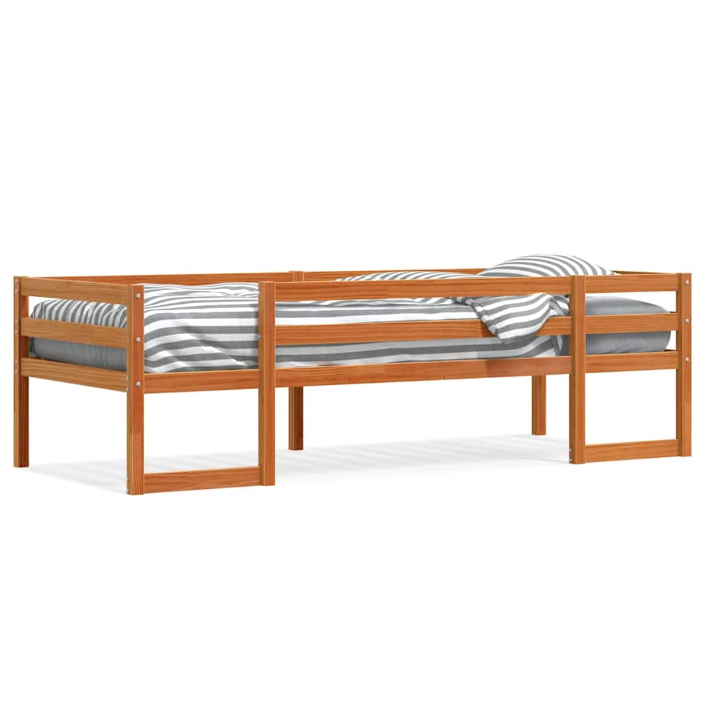 Kids' Bed Frame without Mattress Solid Wood Pine Wax brown 90 cm 200 cm