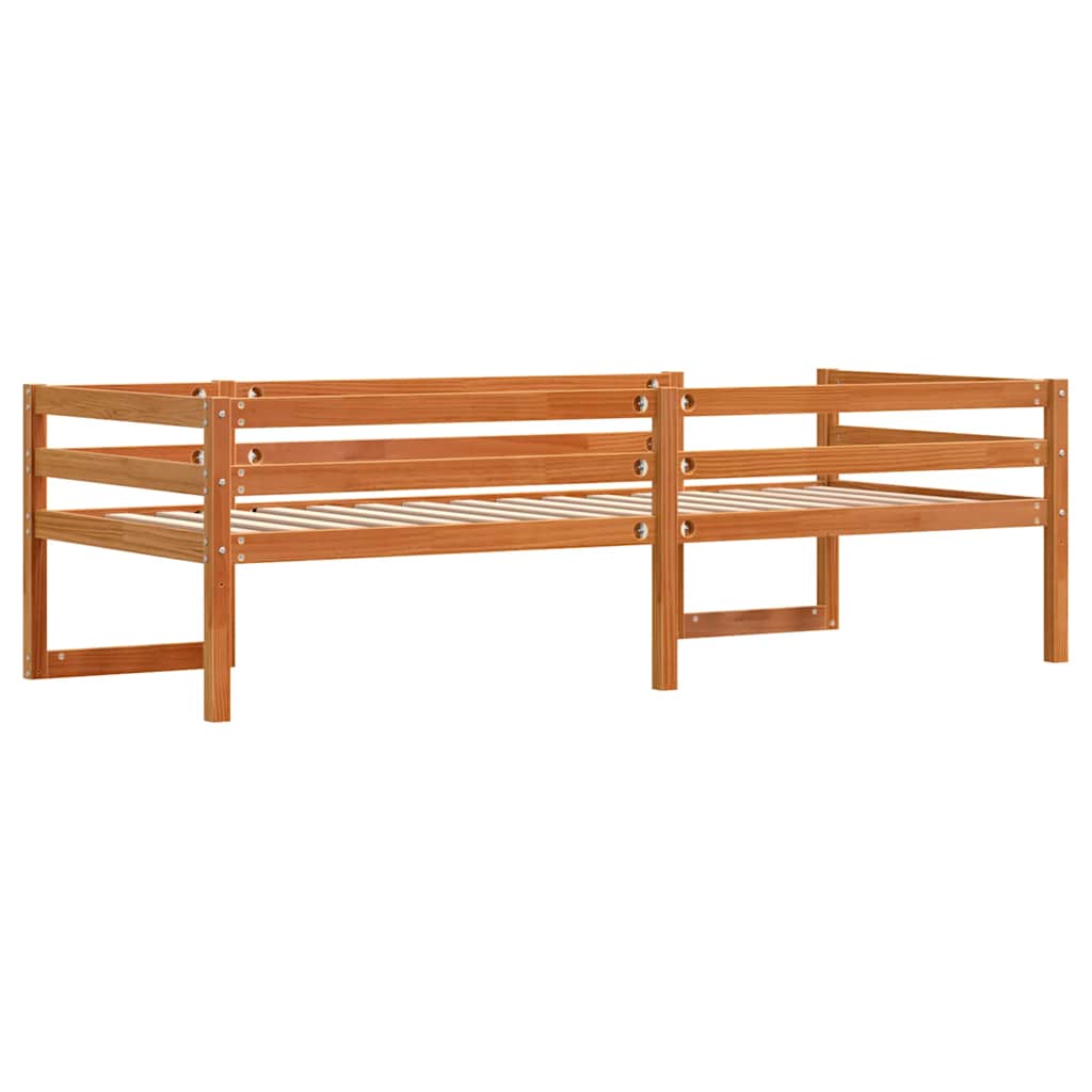 Kids' Bed Frame without Mattress Solid Wood Pine Wax brown 90 cm 200 cm
