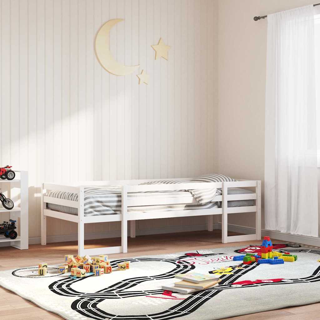 Kids' Bed Frame without Mattress Solid Wood Pine White 75 cm 190 cm