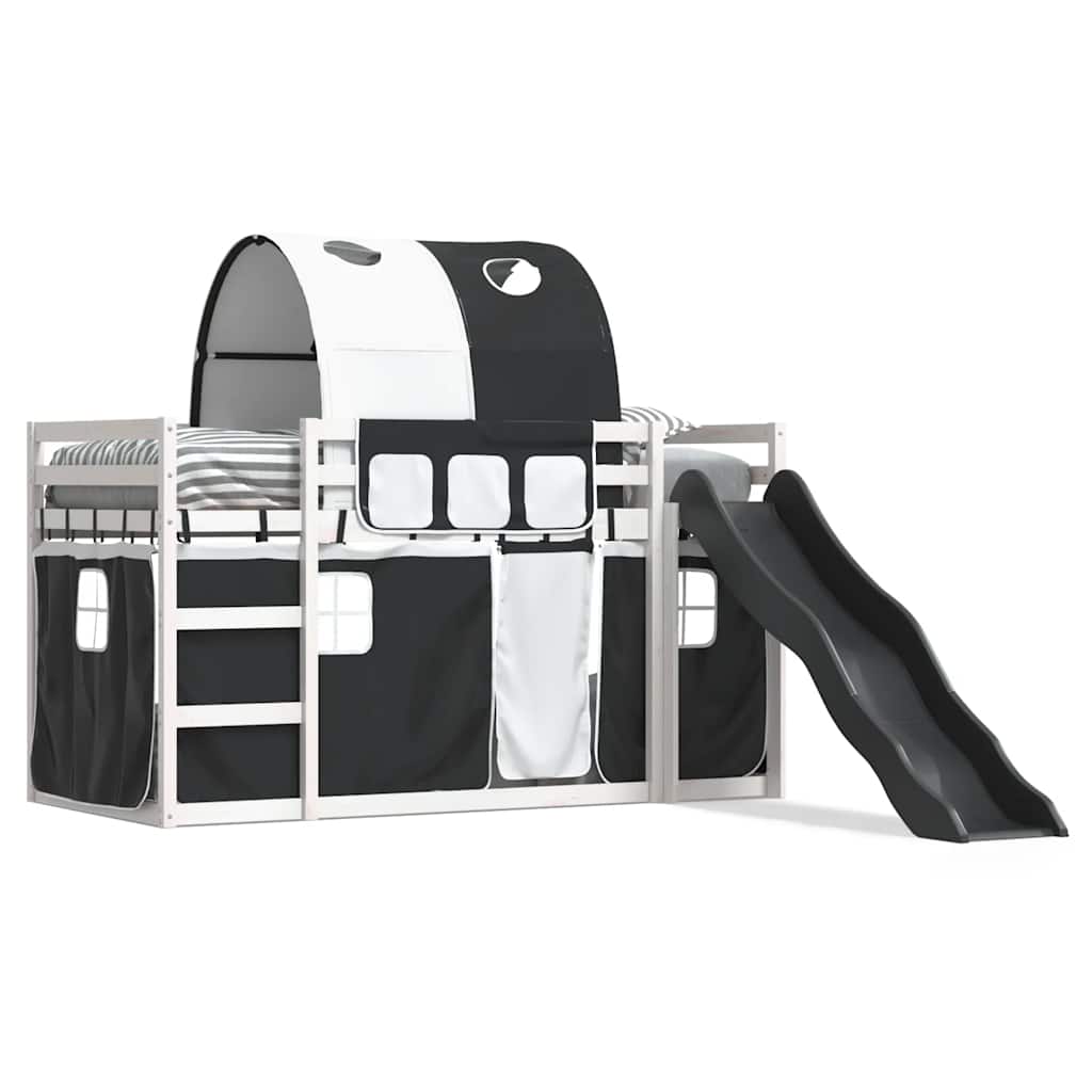 vidaXL Bunk Bed without Mattress with Slide White and Black 90x200 cm 2