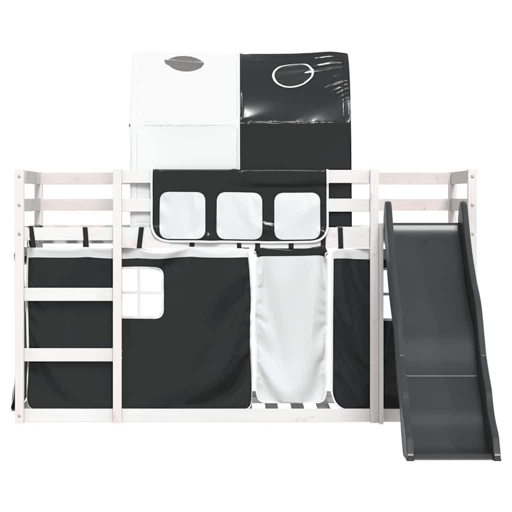 vidaXL Bunk Bed without Mattress with Slide White and Black 90x200 cm 5