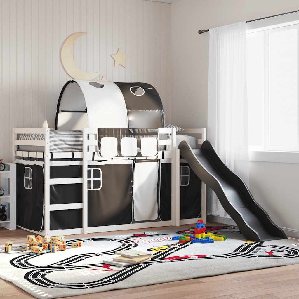 vidaXL Bunk Bed without Mattress with Slide White and Black 90x200 cm 1