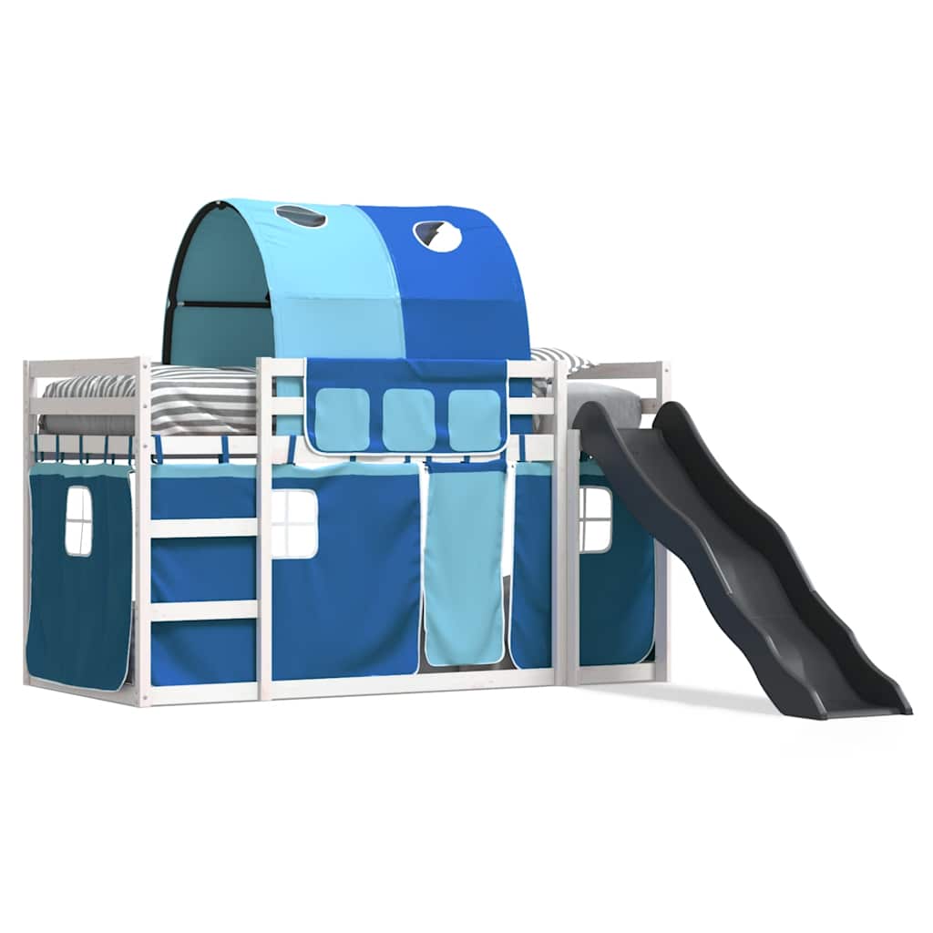 vidaXL Bunk Bed without Mattress with Slide and Curtains Blue 90x200cm 2
