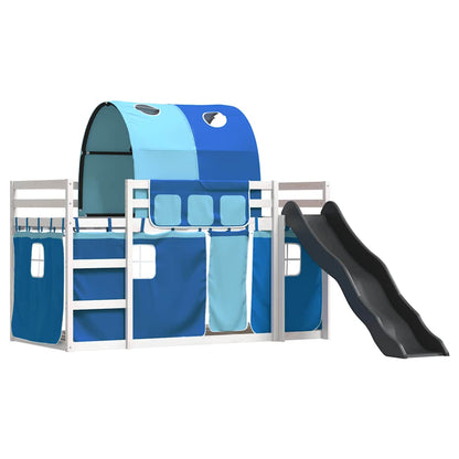 vidaXL Bunk Bed without Mattress with Slide and Curtains Blue 90x200cm 3