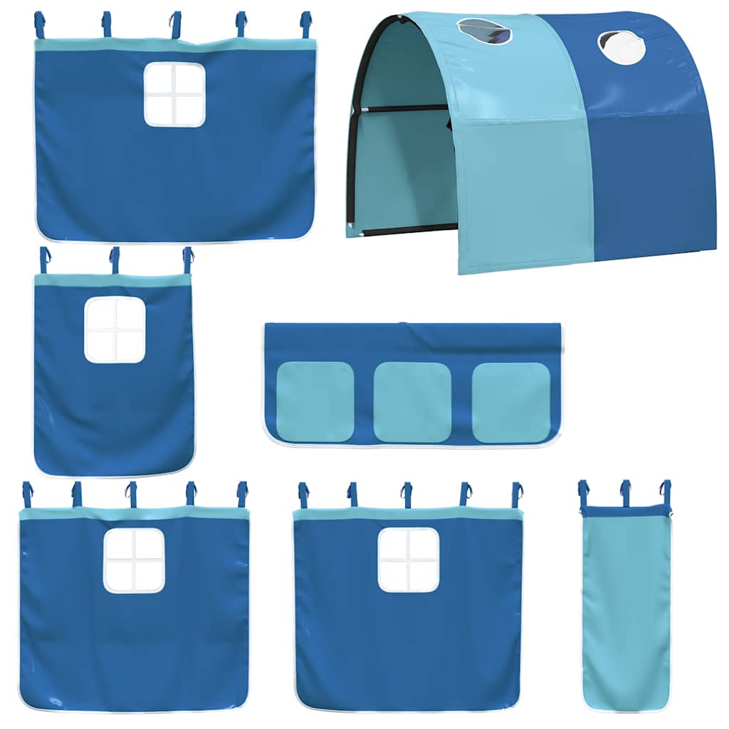 vidaXL Bunk Bed without Mattress with Slide and Curtains Blue 90x200cm 4
