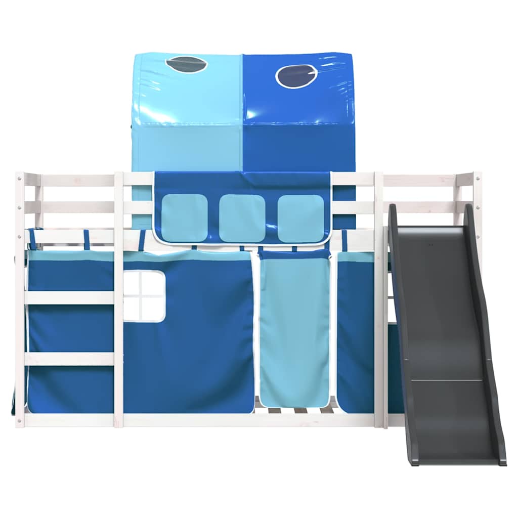 vidaXL Bunk Bed without Mattress with Slide and Curtains Blue 90x200cm 5