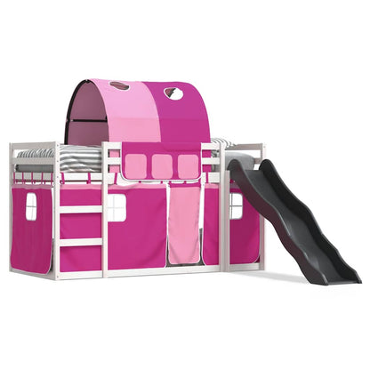 vidaXL Bunk Bed without Mattress with Slide and Curtains Pink 90x200cm 2