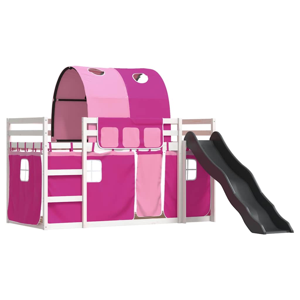 vidaXL Bunk Bed without Mattress with Slide and Curtains Pink 90x200cm 3